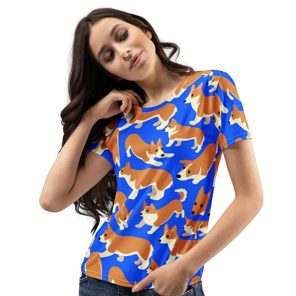 Blue Ribbon Herd on Women's Crew Neck T-Shirt — Left Front
