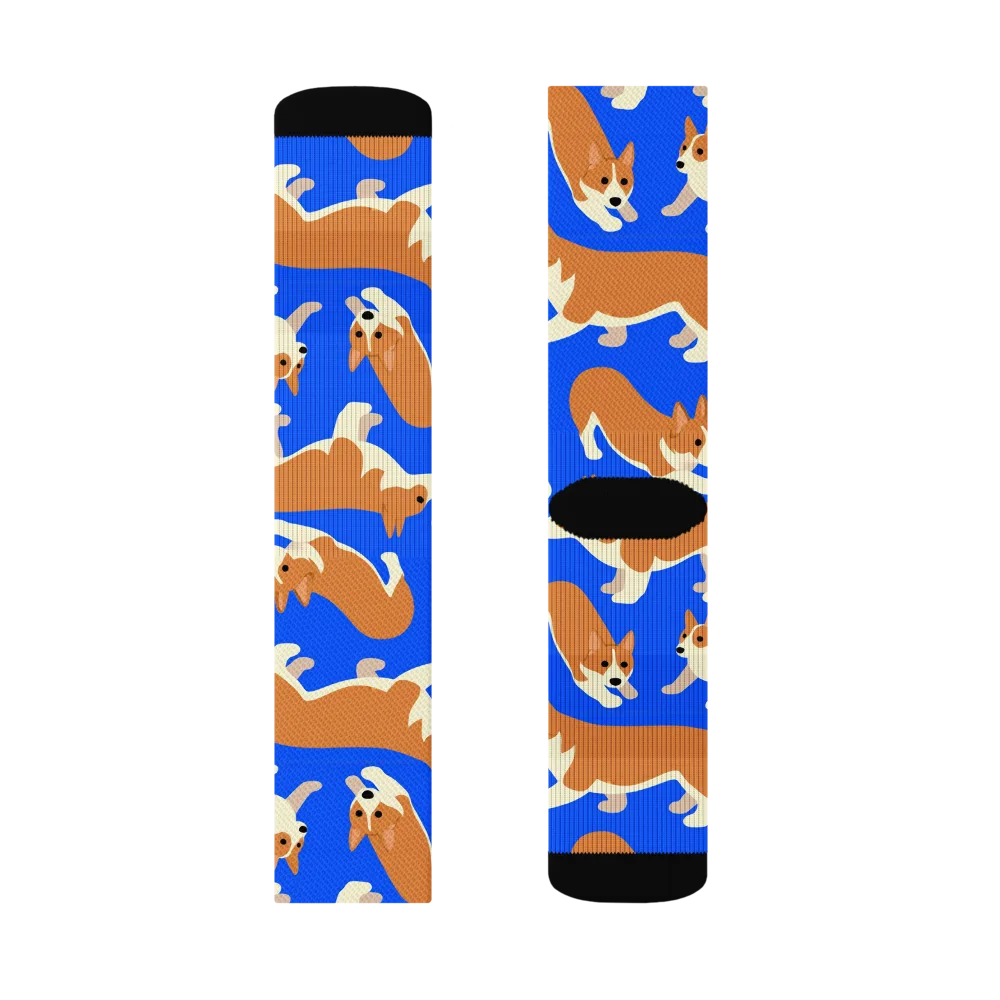 Blue Ribbon Herd on Socks — Left Sock