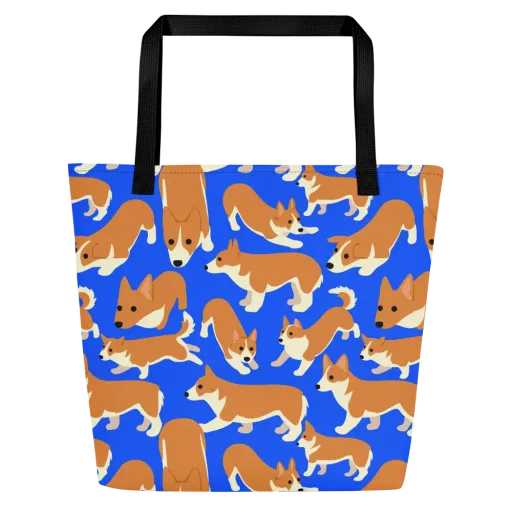Blue Ribbon Herd on a Large Tote Bag W/ Pocket