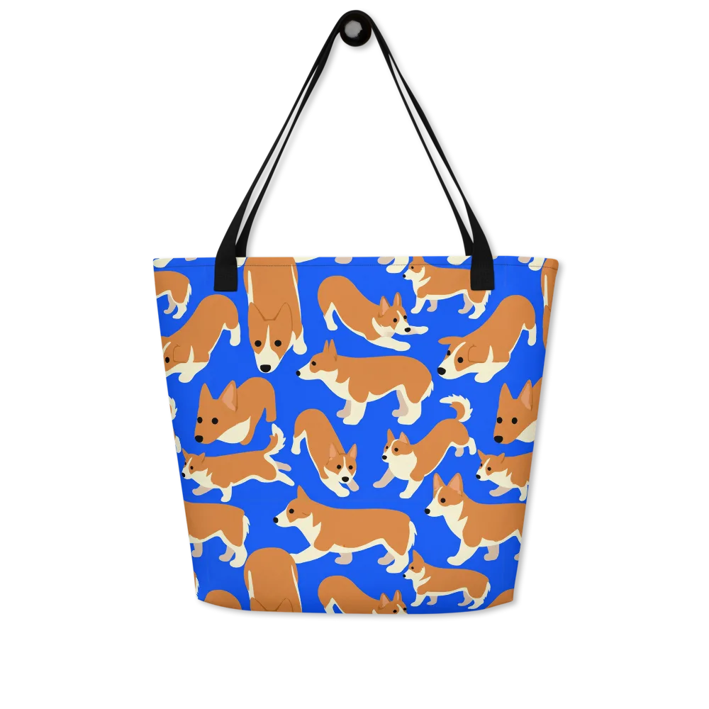 Blue Ribbon Herd on Large Tote Bag W/ Pocket — Front