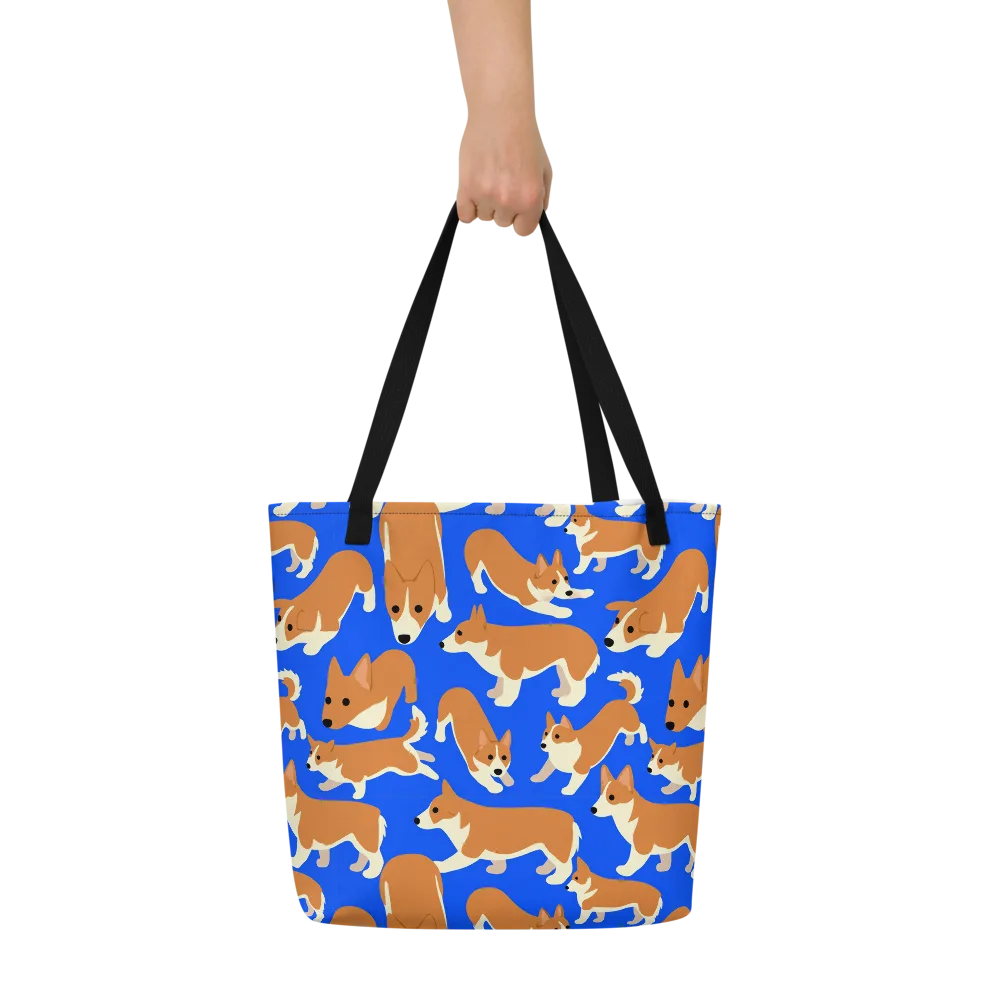 Blue Ribbon Herd on Large Tote Bag W/ Pocket — Front