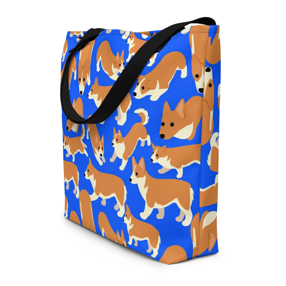 Blue Ribbon Herd on Large Tote Bag W/ Pocket — Front