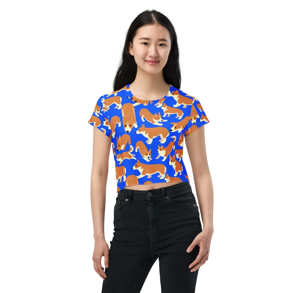 Blue Ribbon Herd on Crop Tee — Front