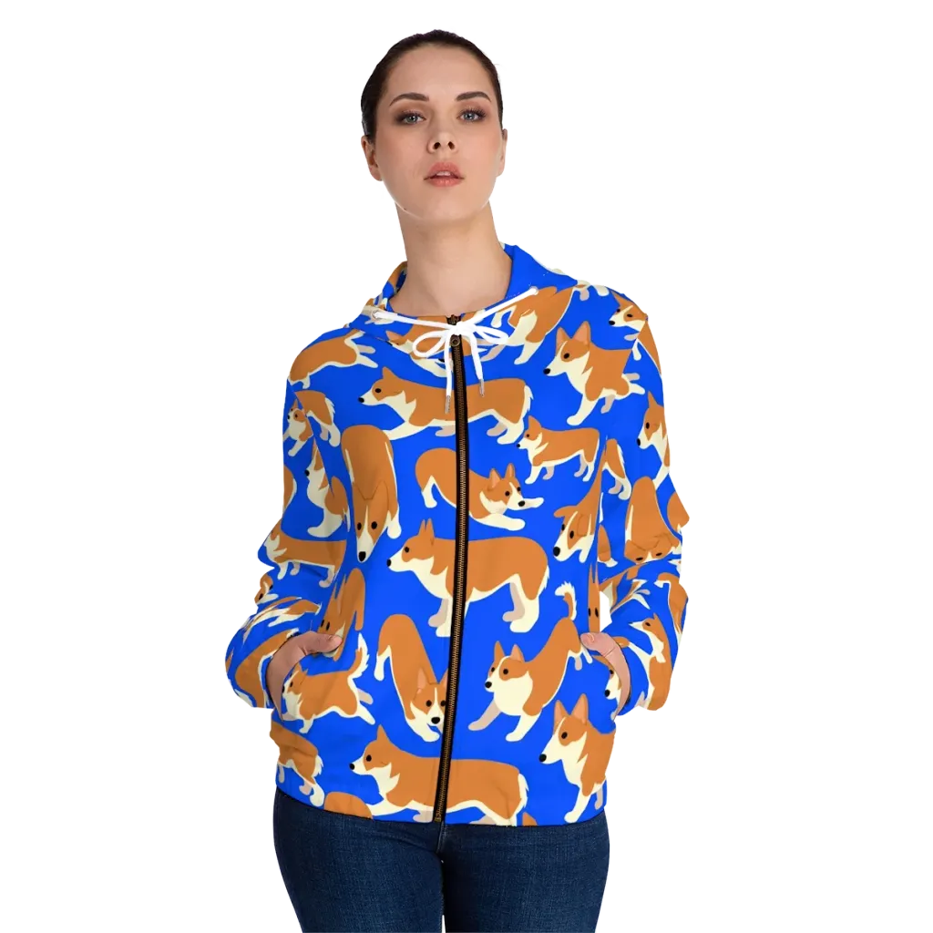 Blue Ribbon Herd on Women's Full-Zip Hoodie — Front On Person
