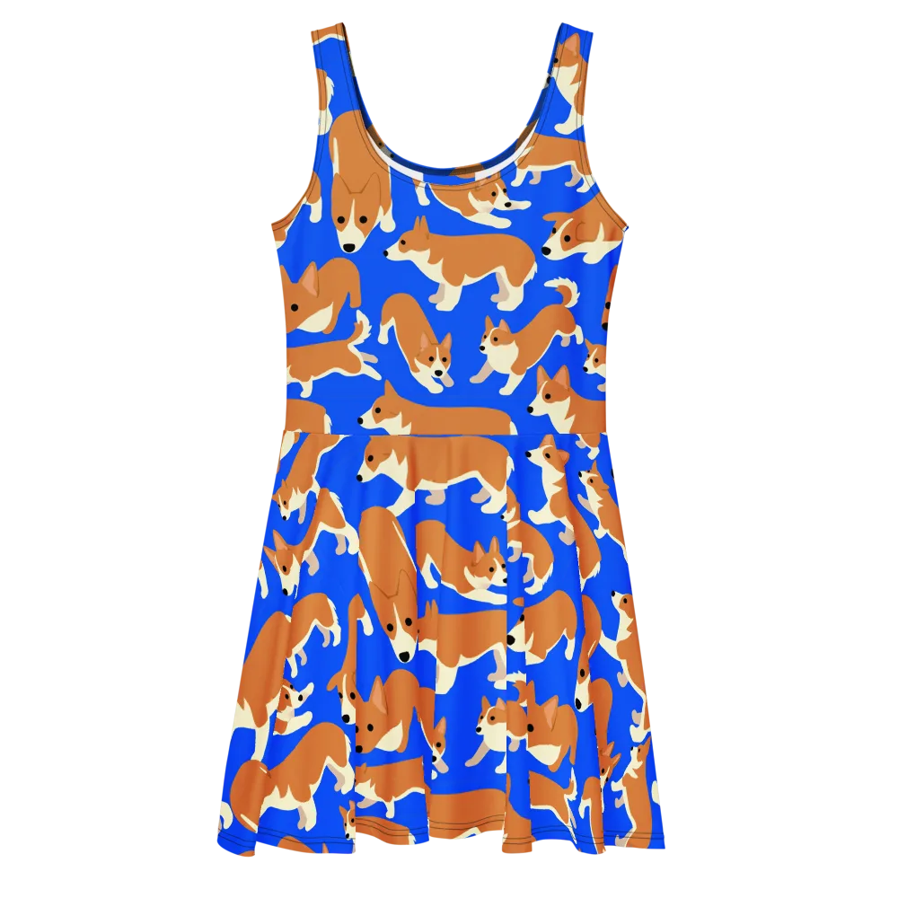 Blue Ribbon Herd on Skater Dress — Front