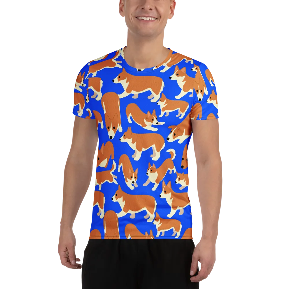 Blue Ribbon Herd on Men's Athletic T-Shirt — Front