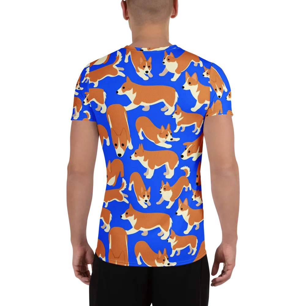 Blue Ribbon Herd on Men's Athletic T-Shirt — Back