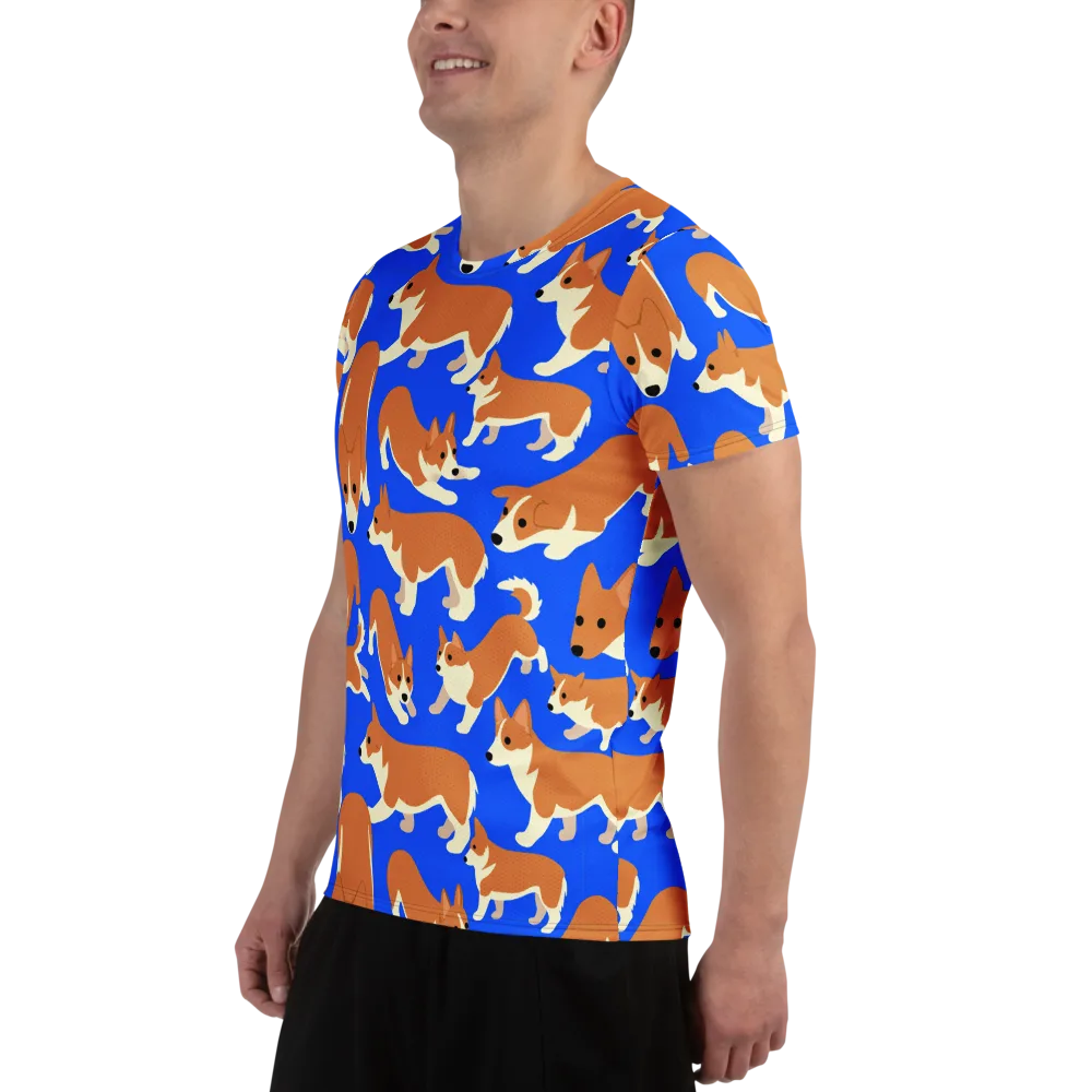 Blue Ribbon Herd on Men's Athletic T-Shirt — Left