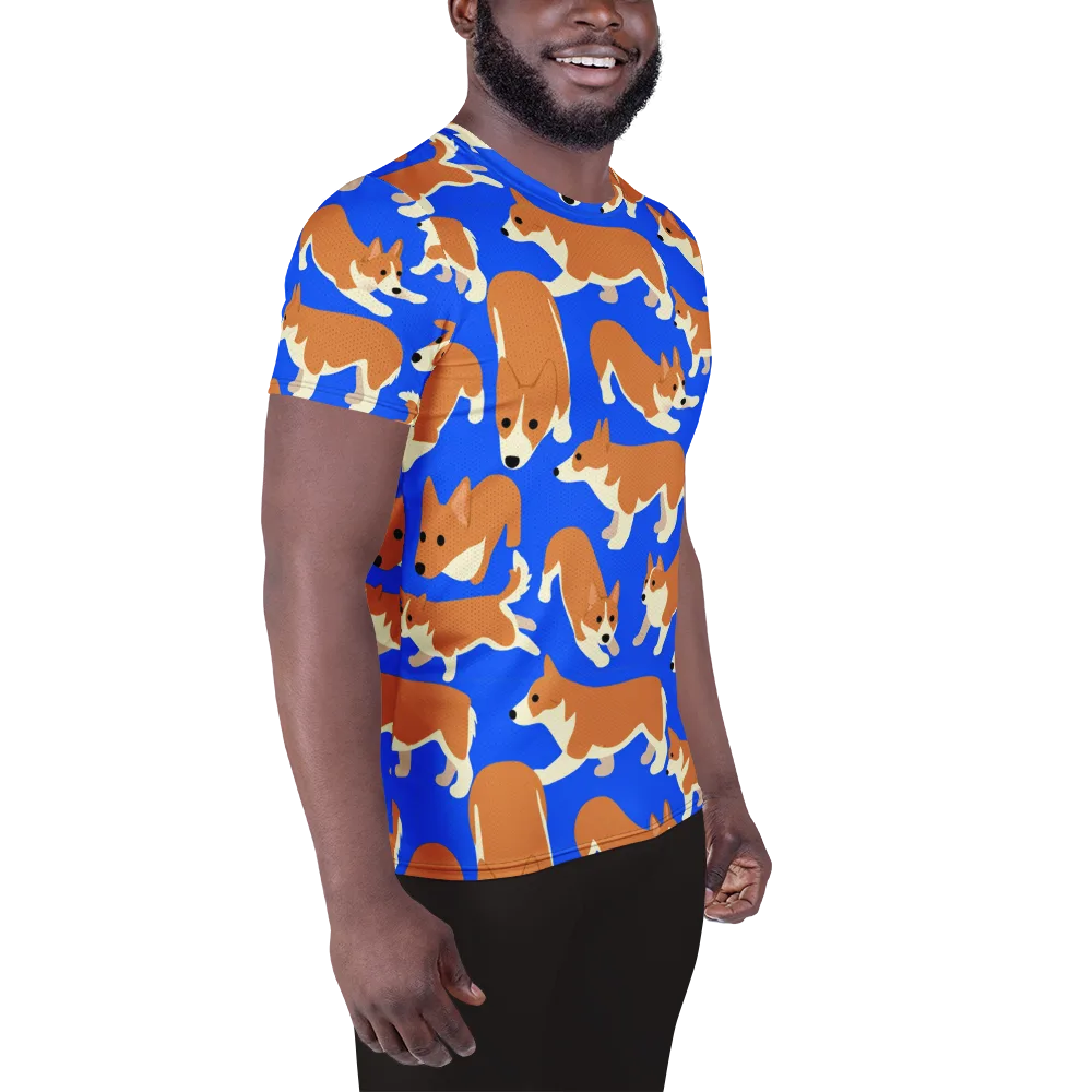 Blue Ribbon Herd on Men's Athletic T-Shirt — Right