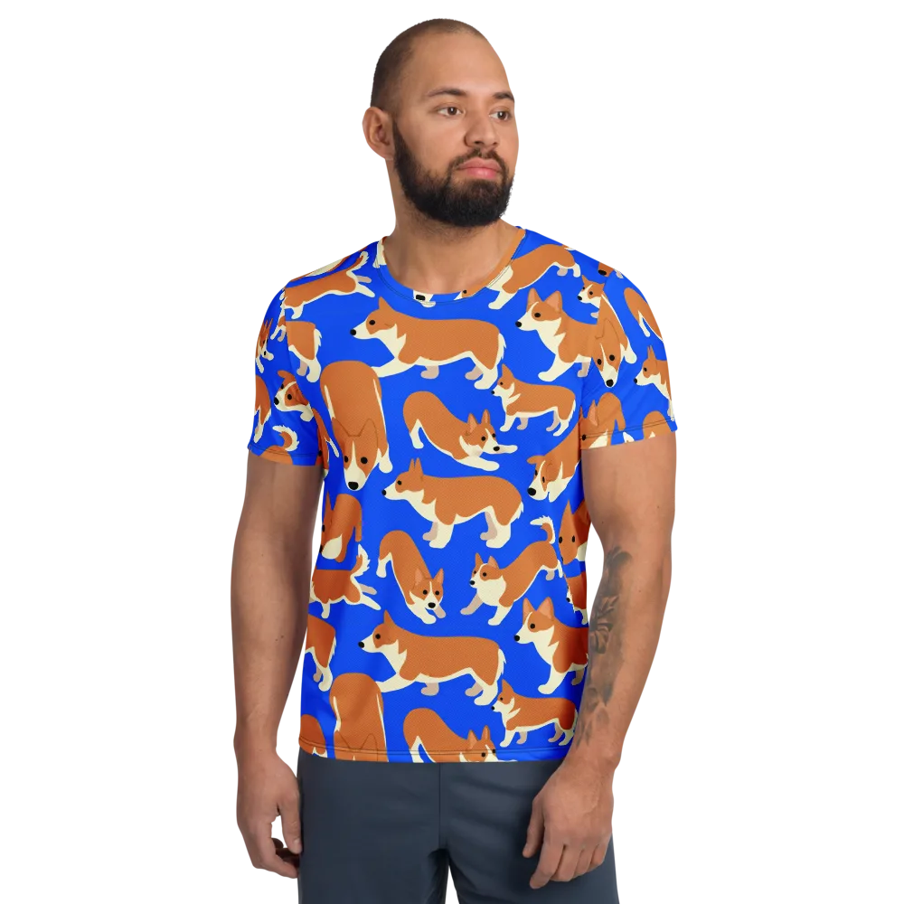 Blue Ribbon Herd on Men's Athletic T-Shirt — Front