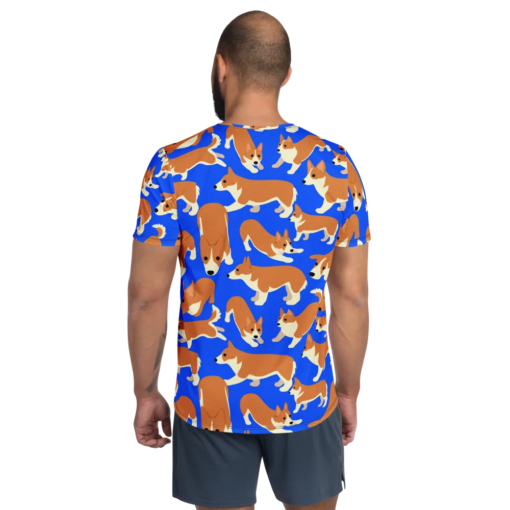 Blue Ribbon Herd on Men's Athletic T-Shirt — Back