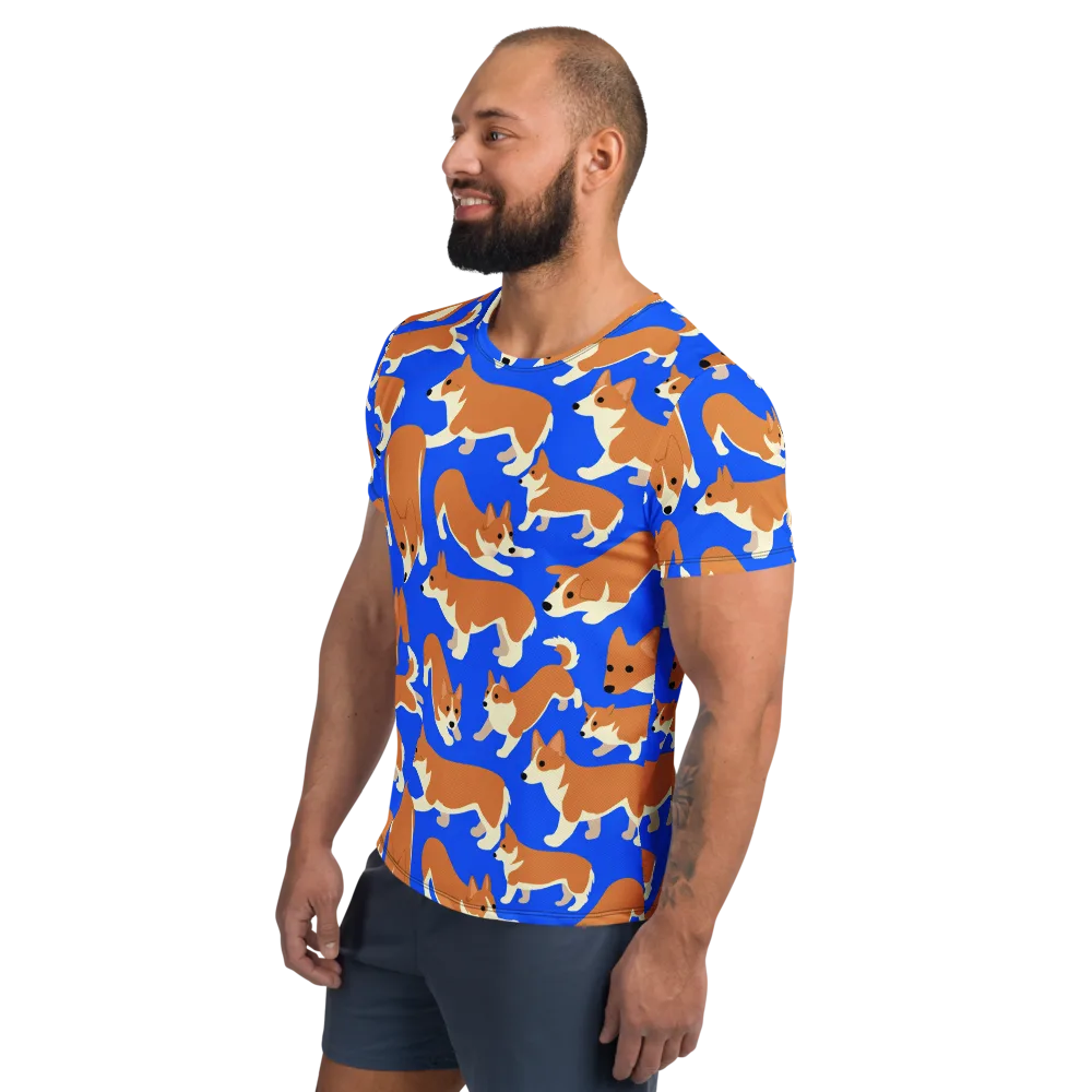 Blue Ribbon Herd on Men's Athletic T-Shirt — Left