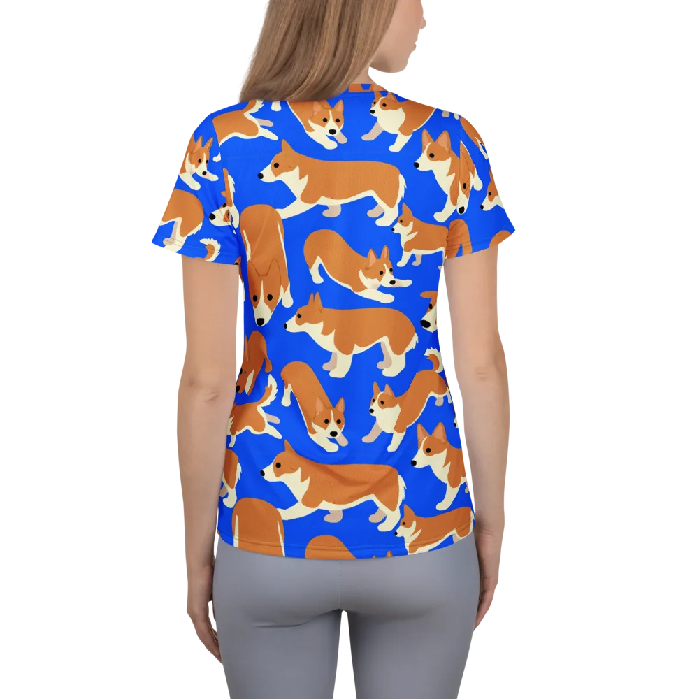 Blue Ribbon Herd on Women's Athletic T-Shirt — Back