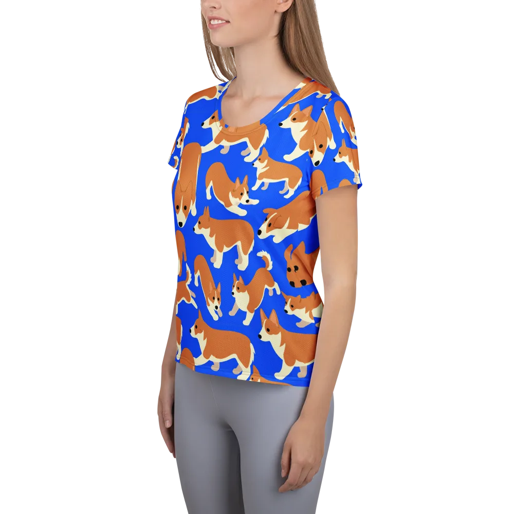 Blue Ribbon Herd on Women's Athletic T-Shirt — Left