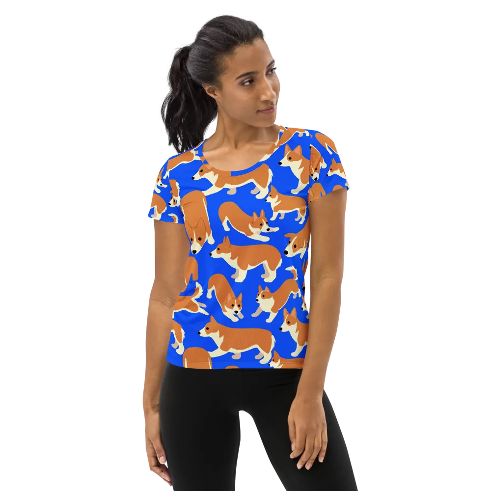 Blue Ribbon Herd on Women's Athletic T-Shirt — Front