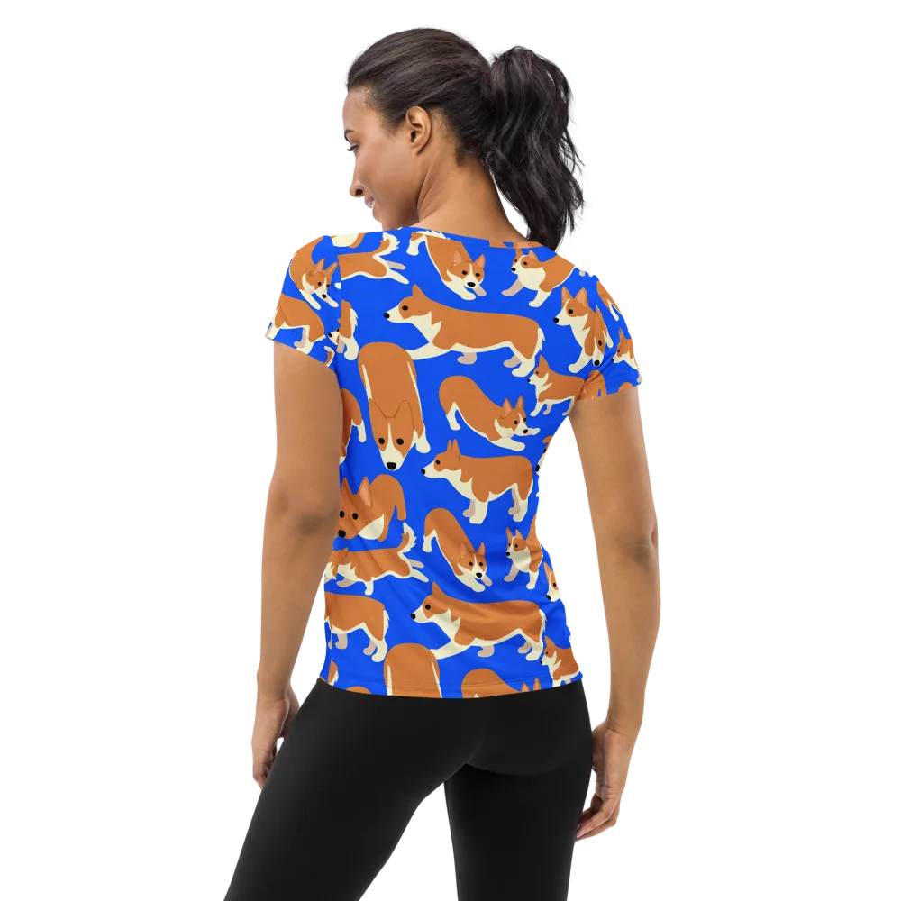 Blue Ribbon Herd on Women's Athletic T-Shirt — Back