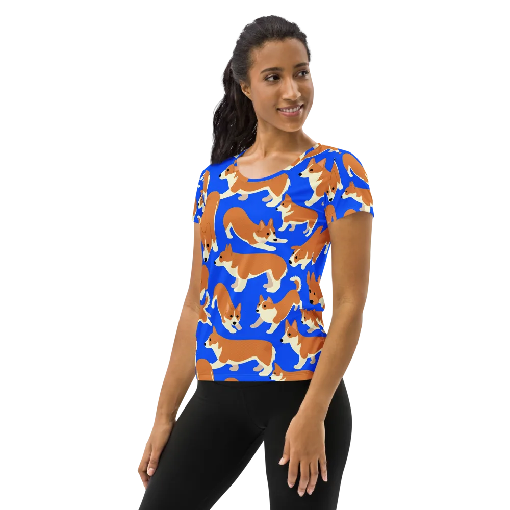 Blue Ribbon Herd on Women's Athletic T-Shirt — Left