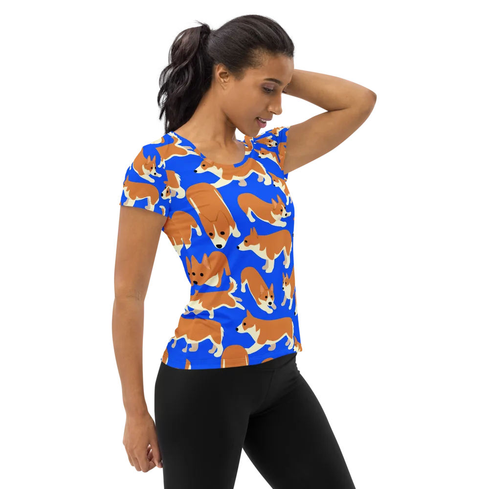 Blue Ribbon Herd on Women's Athletic T-Shirt — Right