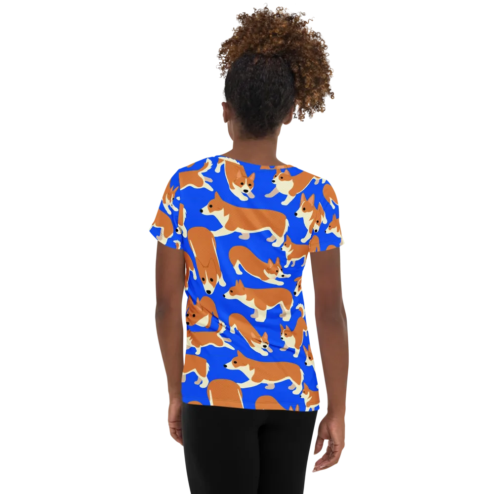 Blue Ribbon Herd on Women's Athletic T-Shirt — Back