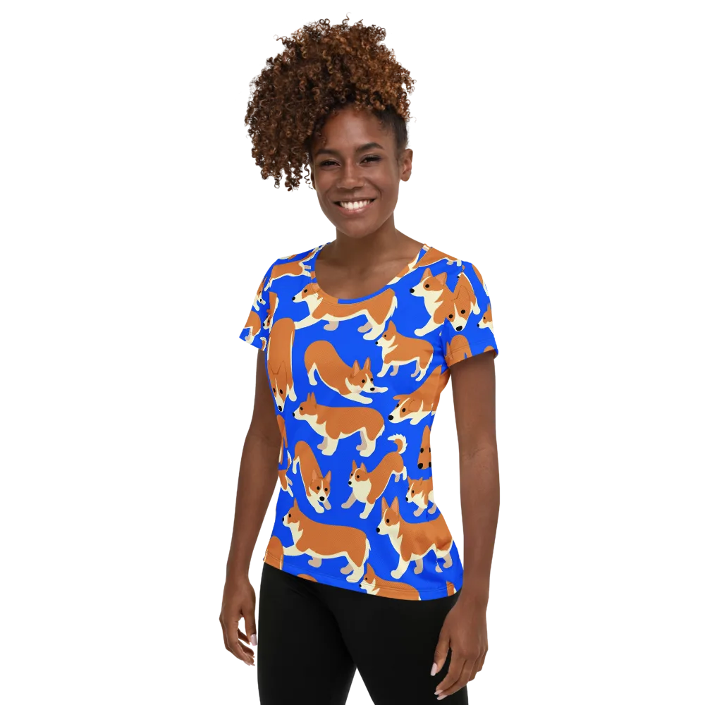 Blue Ribbon Herd on Women's Athletic T-Shirt — Left