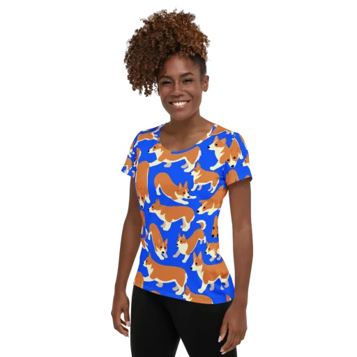 Blue Ribbon Herd on a Women's Athletic T-Shirt