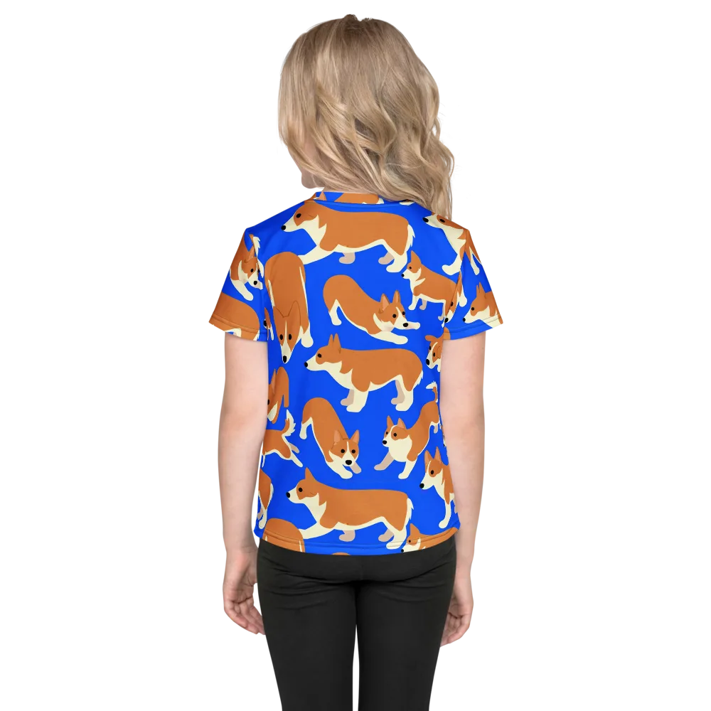 Blue Ribbon Herd on Kids Crew Neck T-Shirt — Back