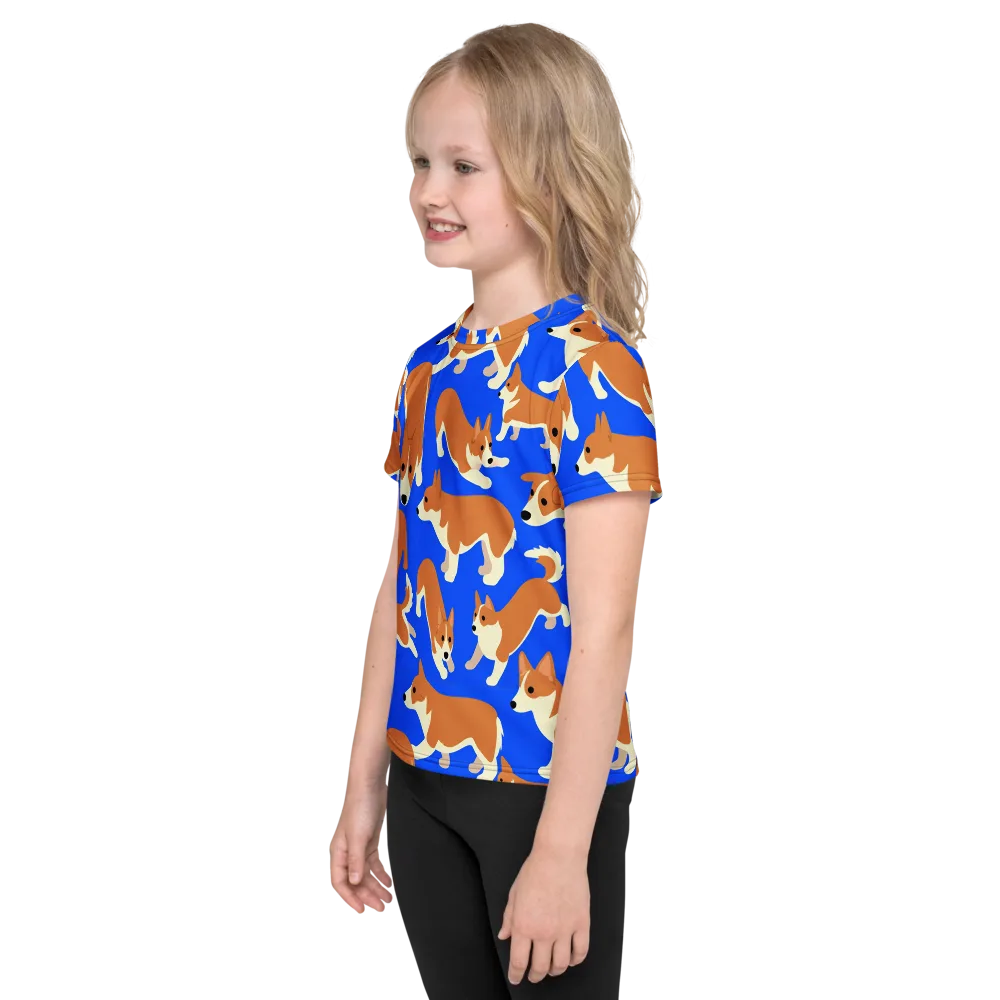 Blue Ribbon Herd on Kids Crew Neck T-Shirt — Left