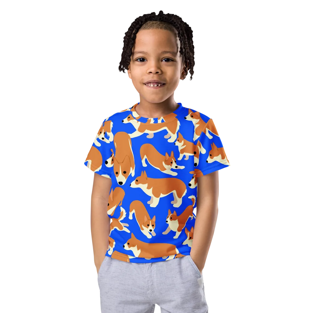 Blue Ribbon Herd on Kids Crew Neck T-Shirt — Front
