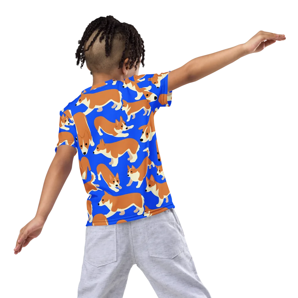 Blue Ribbon Herd on Kids Crew Neck T-Shirt — Back
