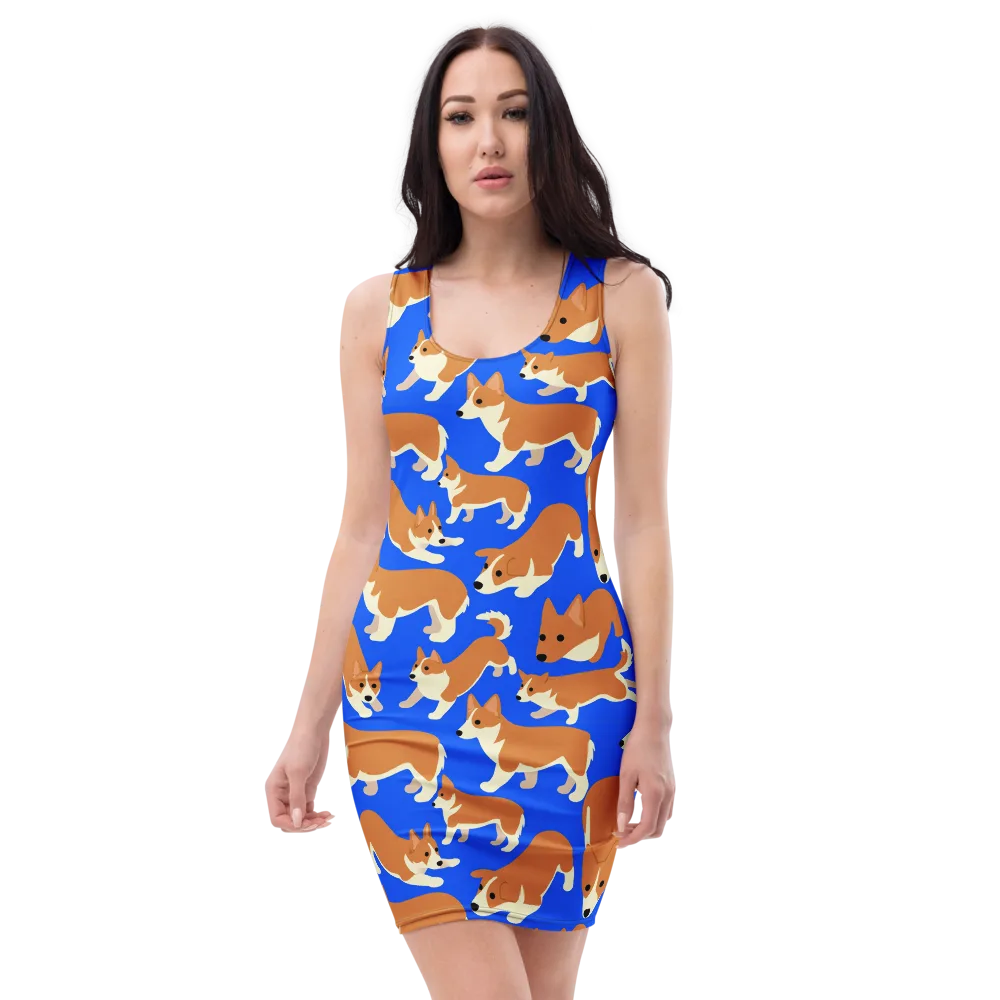 Blue Ribbon Herd on Bodycon Dress — Front