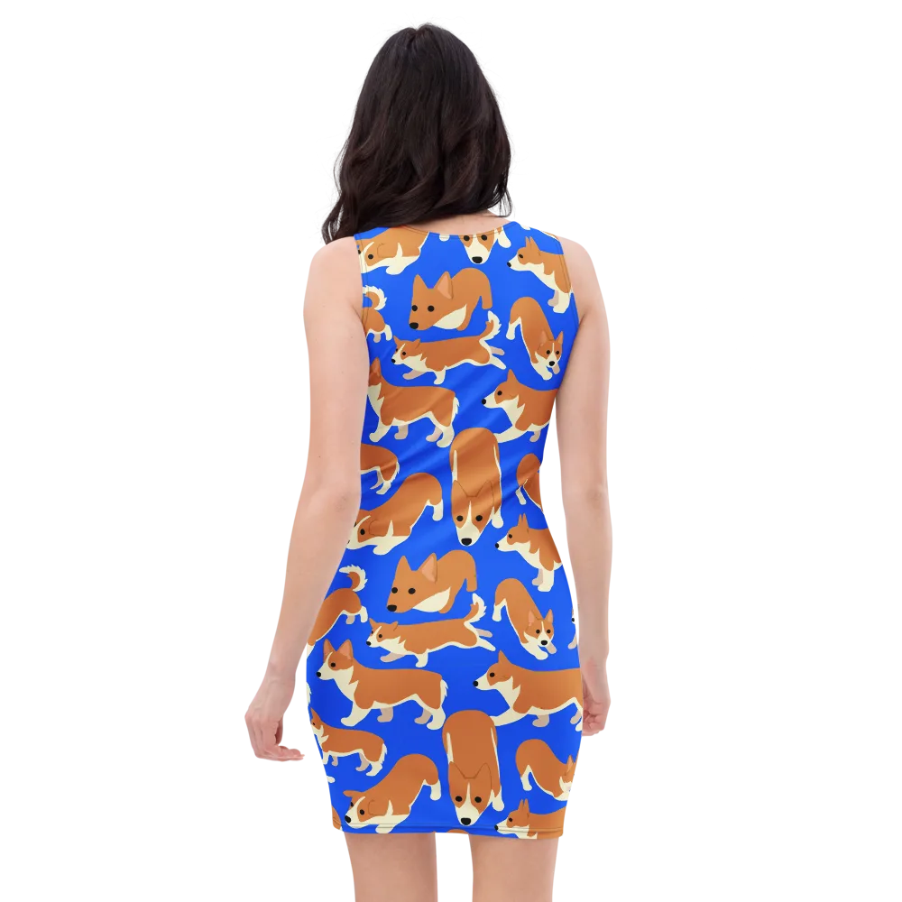Blue Ribbon Herd on Bodycon Dress — Back