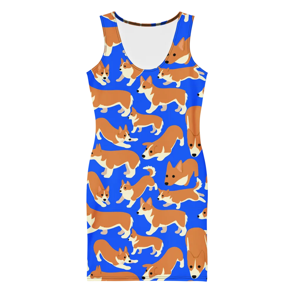 Blue Ribbon Herd on Bodycon Dress — Front
