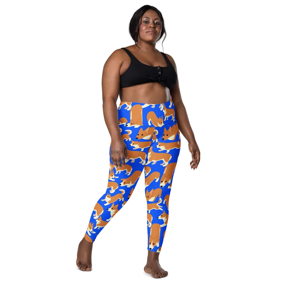 Blue Ribbon Herd on Leggings with Pockets — Front