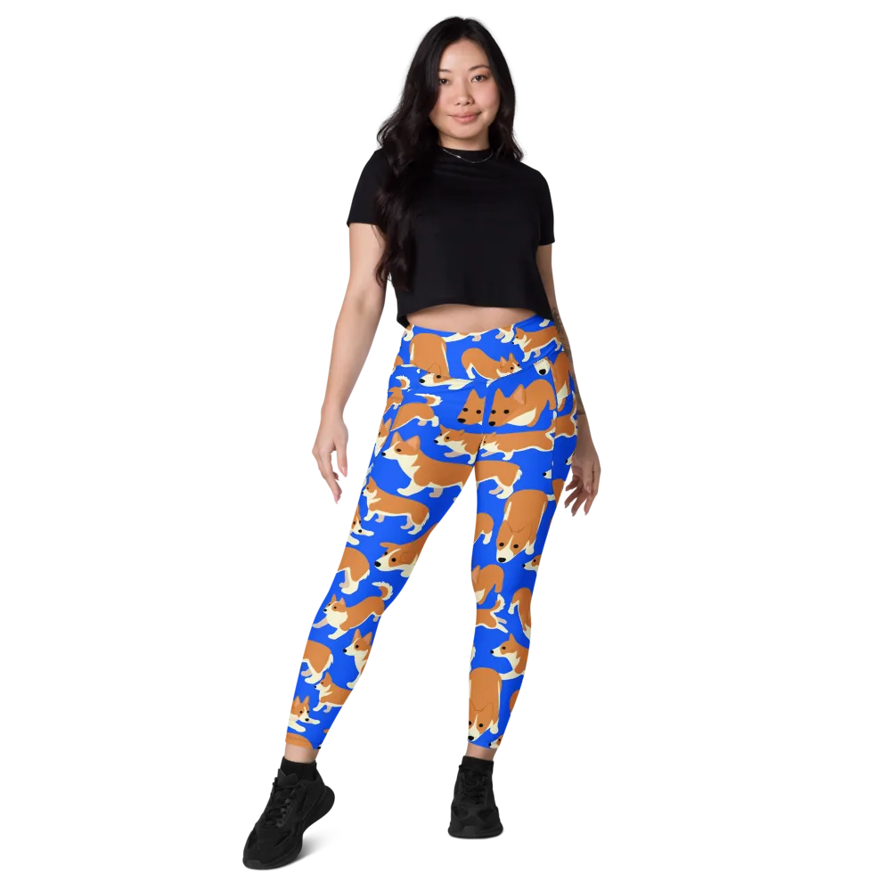 Blue Ribbon Herd on Leggings with Pockets — Front
