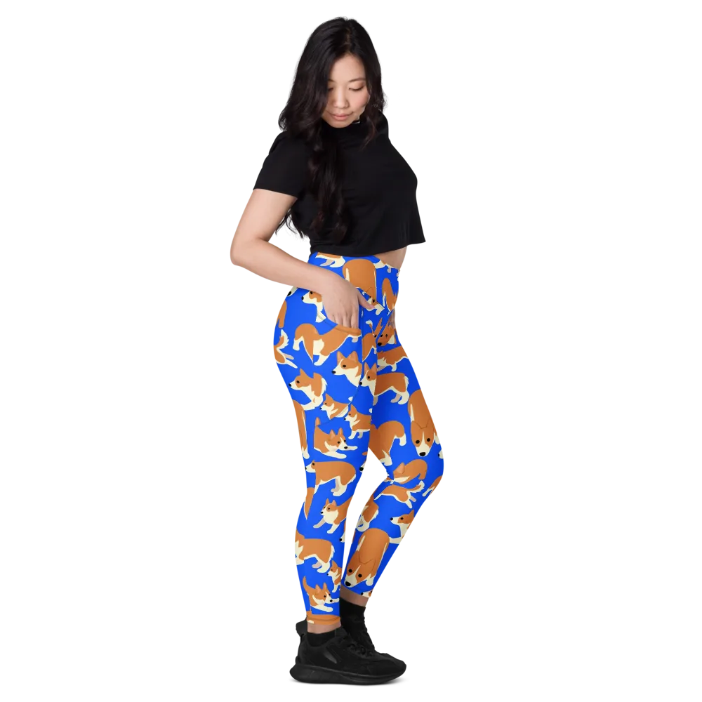 Blue Ribbon Herd on Leggings with Pockets — Right