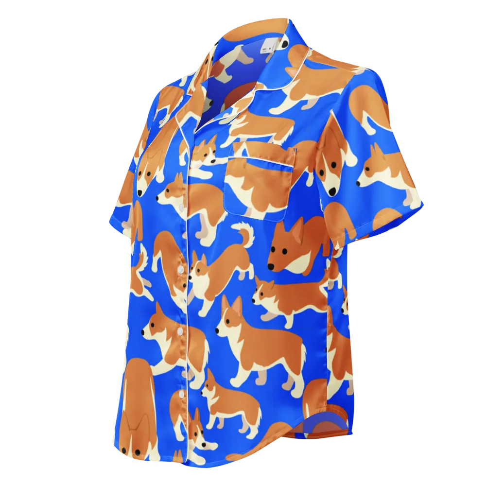 Blue Ribbon Herd on Women's Short Sleeve Pajama Top — Left Front
