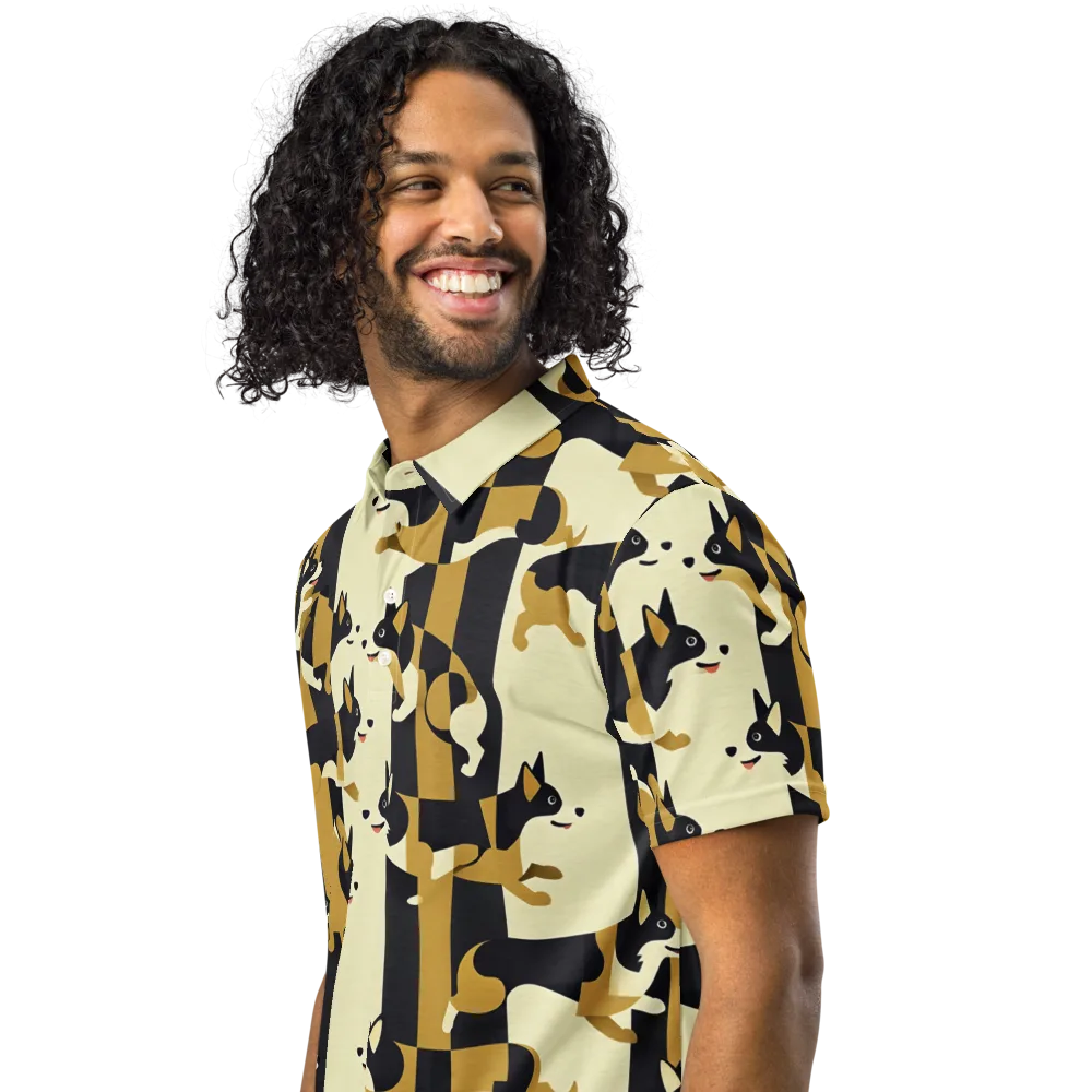 Gilded Hound on Men's Slim Fit Polo Shirt — Left Front