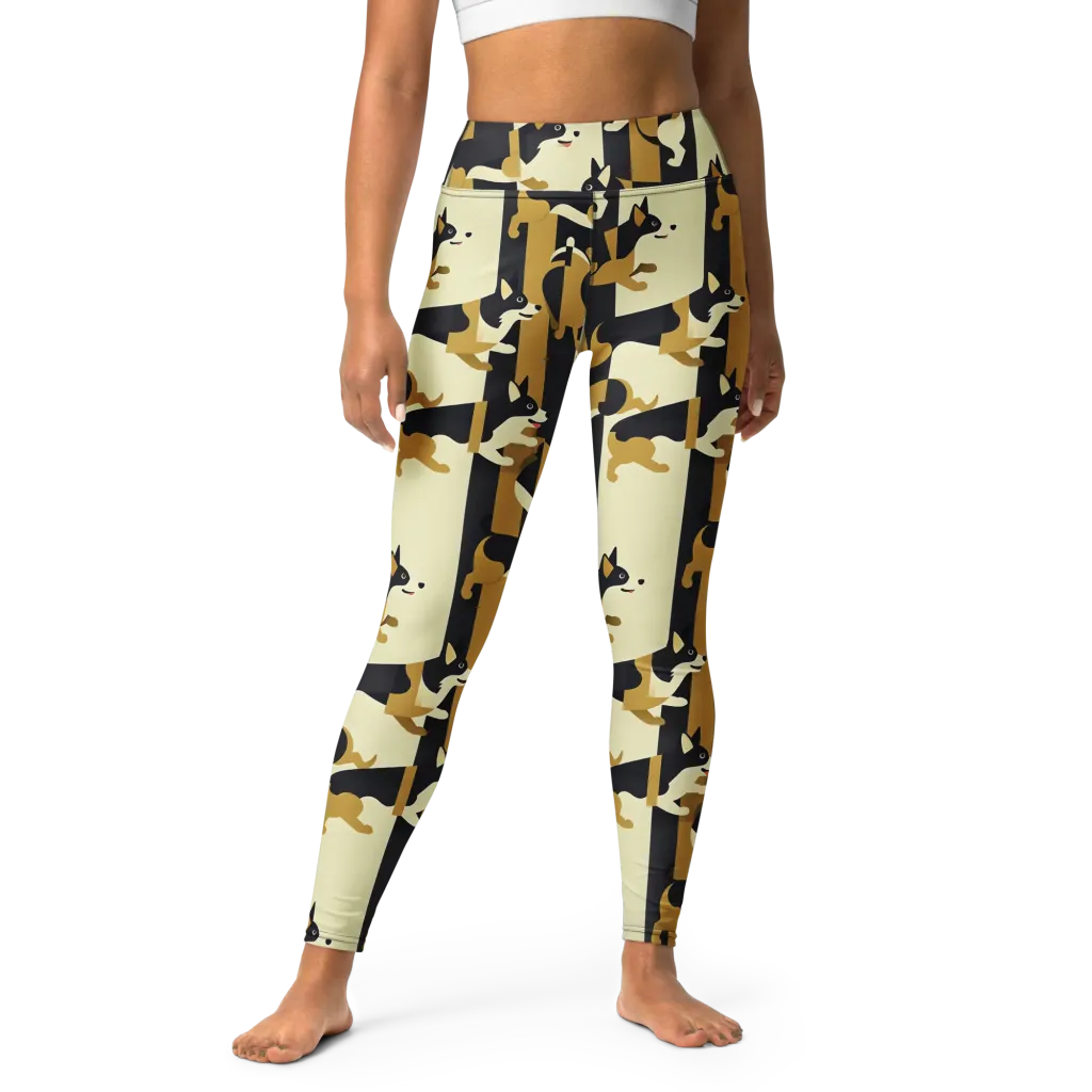 Gilded Hound on Yoga Leggings — Front