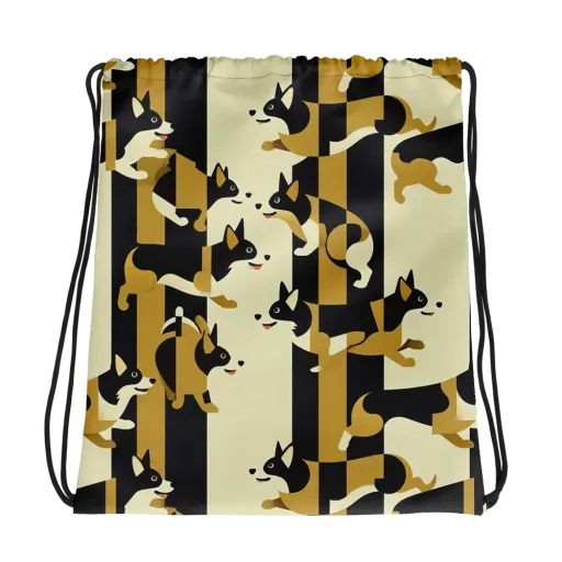 Gilded Hound on a Drawstring Bag