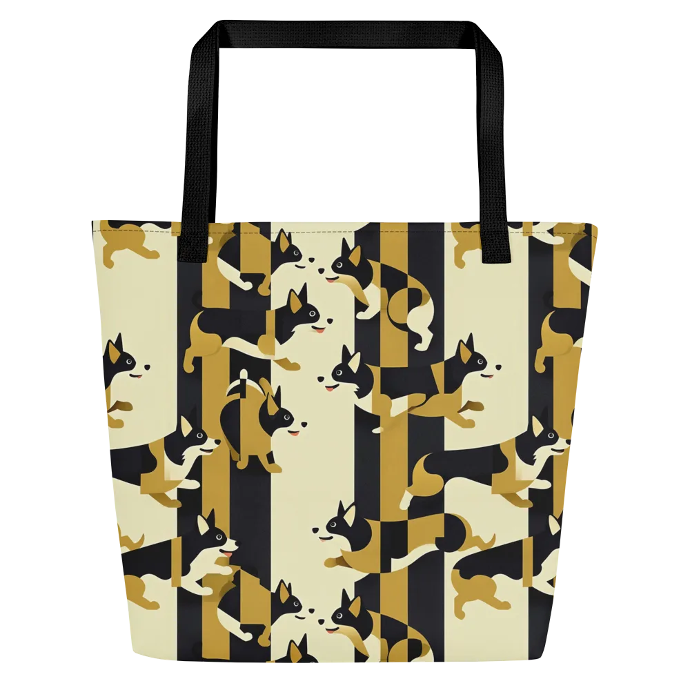 Gilded Hound on Large Tote Bag W/ Pocket — Front