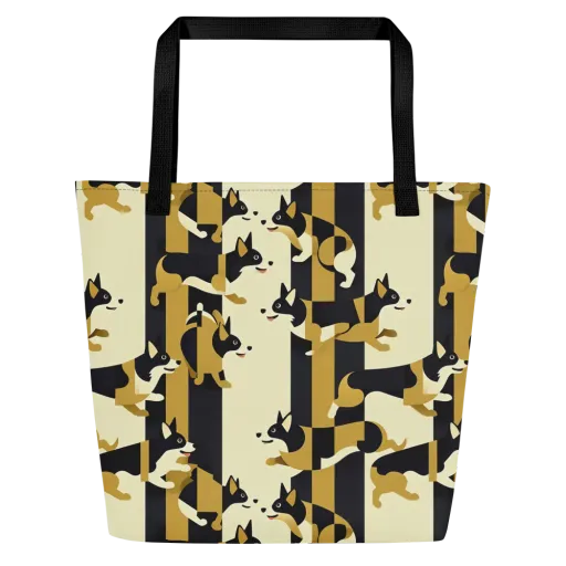 Gilded Hound on a Large Tote Bag W/ Pocket