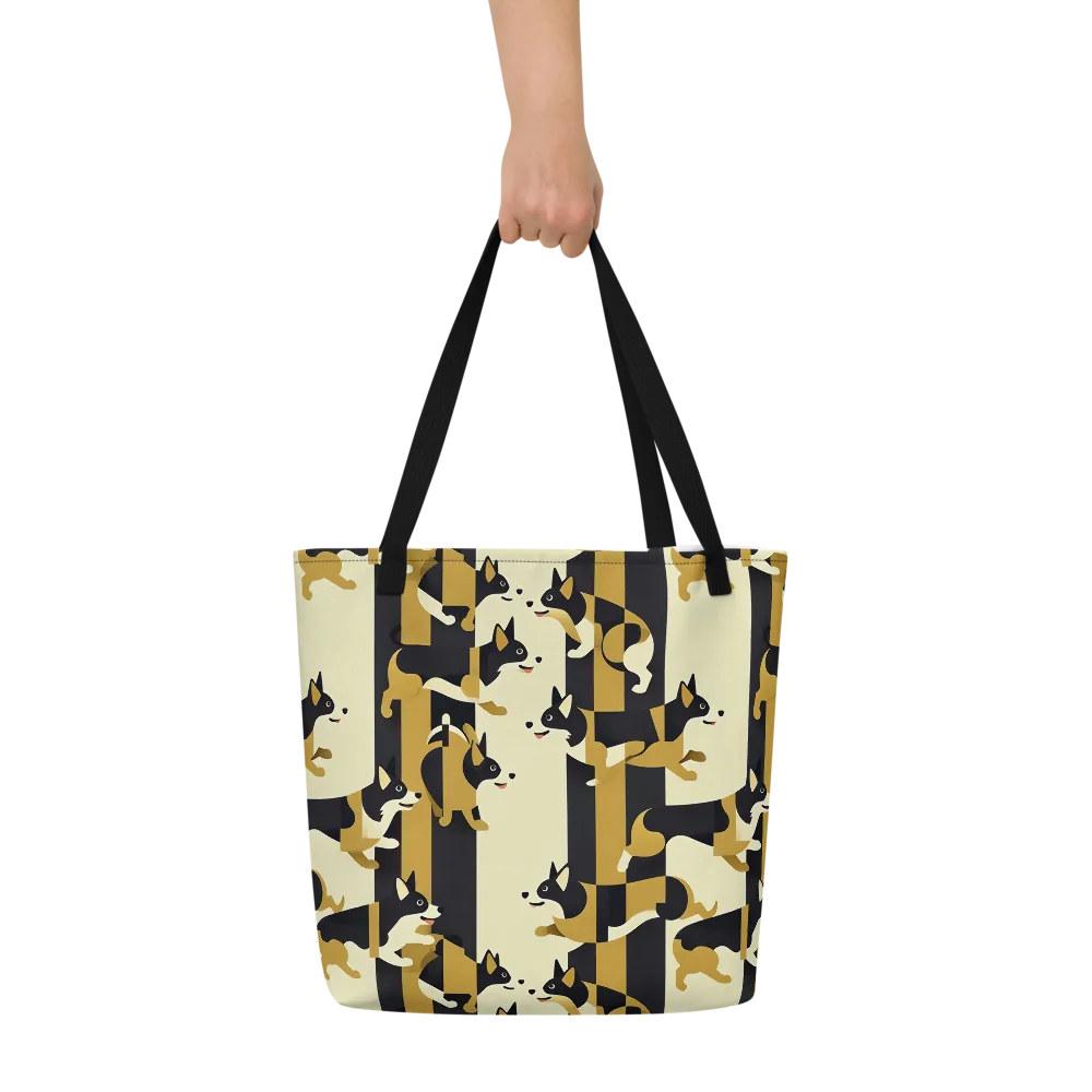 Gilded Hound on Large Tote Bag W/ Pocket — Front
