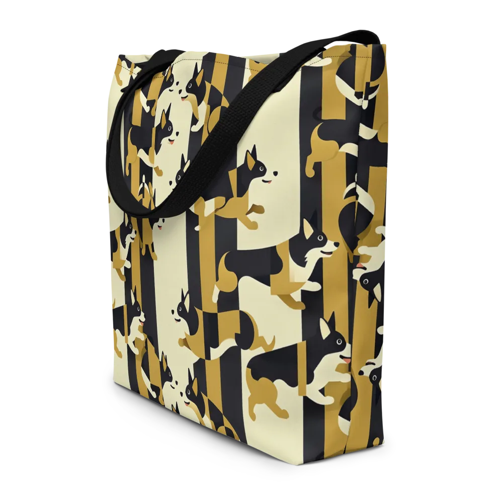 Gilded Hound on Large Tote Bag W/ Pocket — Front