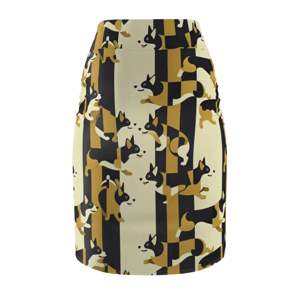 Gilded Hound on Pencil Skirt — Back