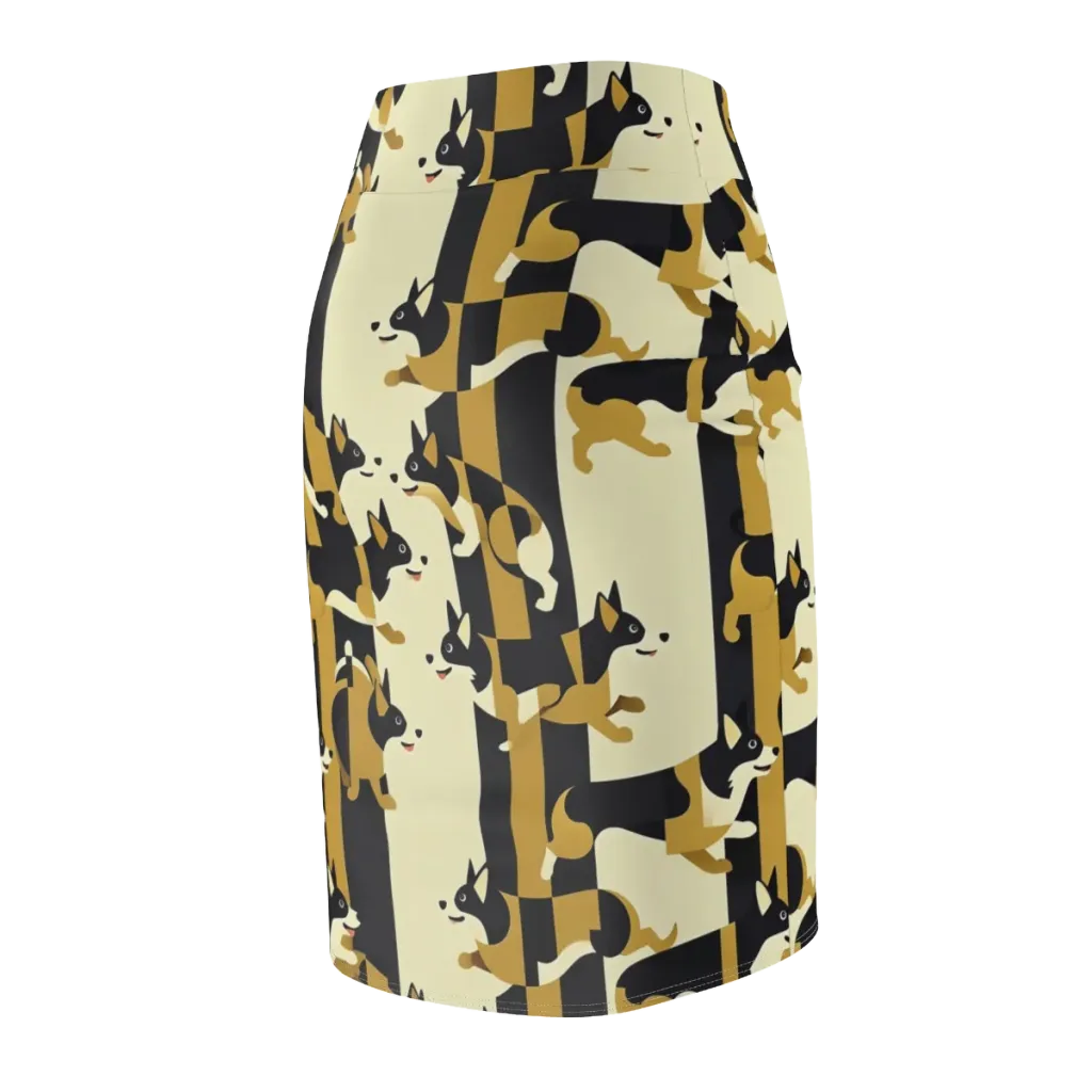 Gilded Hound on Pencil Skirt — Back Side