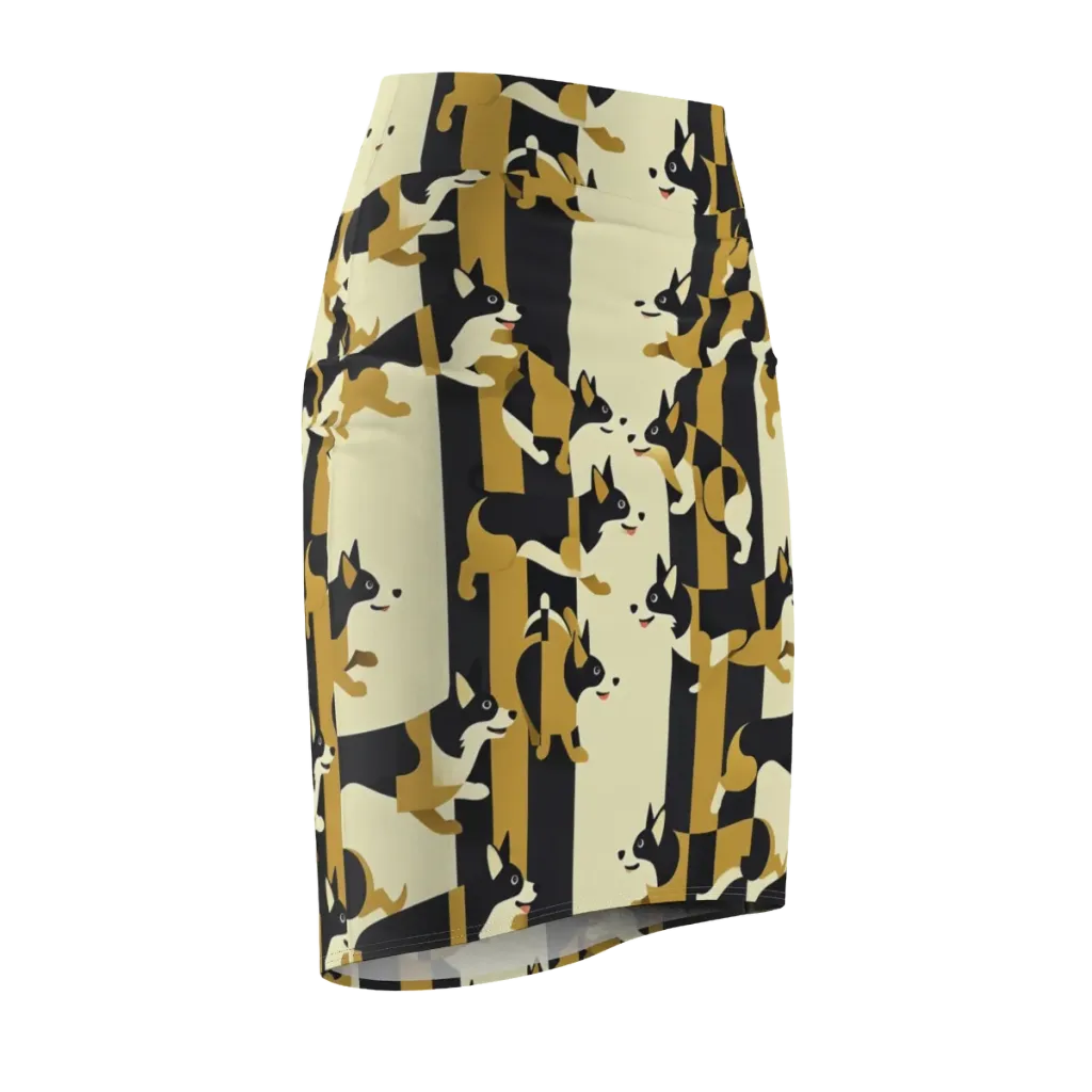 Gilded Hound on Pencil Skirt — Front Side