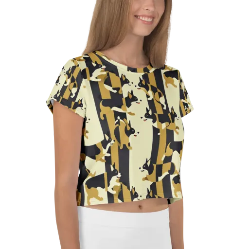 Gilded Hound on a Crop Tee