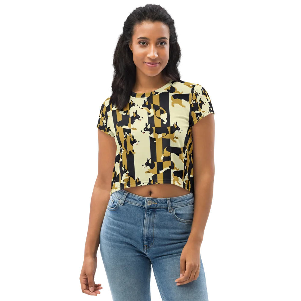 Gilded Hound on Crop Tee — Front