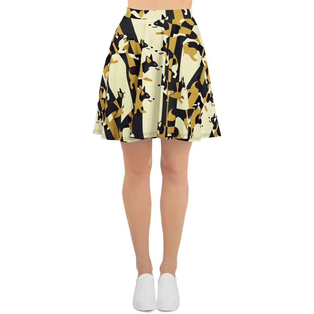 Gilded Hound on Skater Skirt — Front