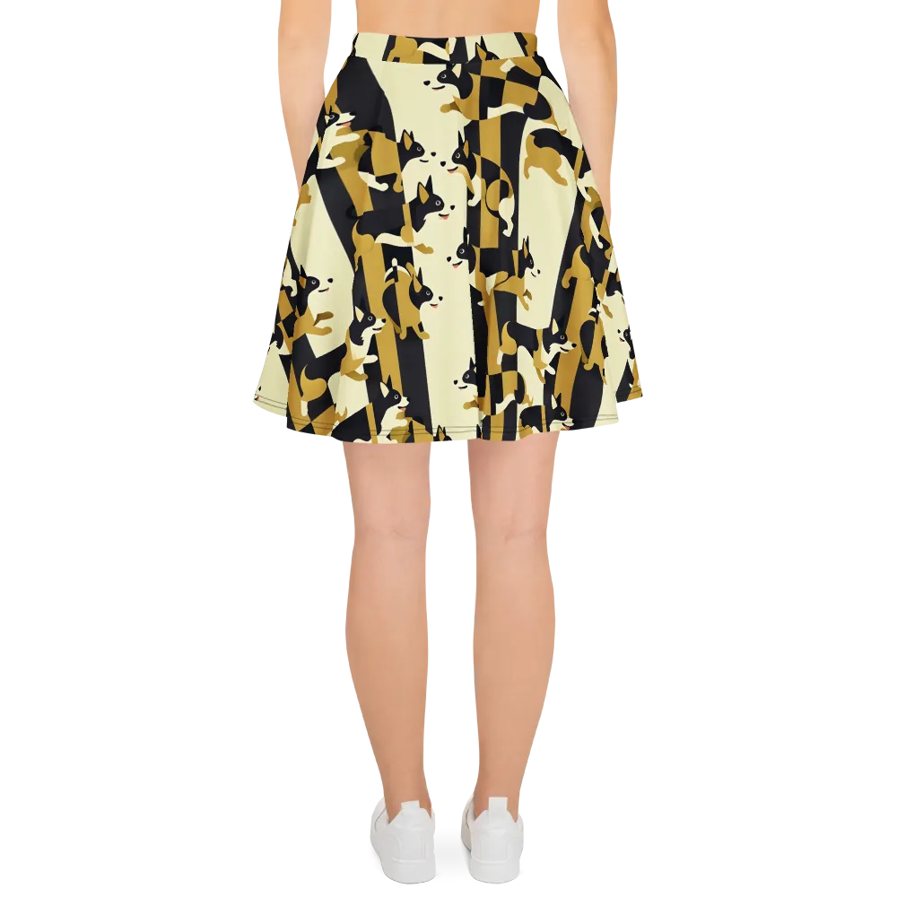 Gilded Hound on Skater Skirt — Back